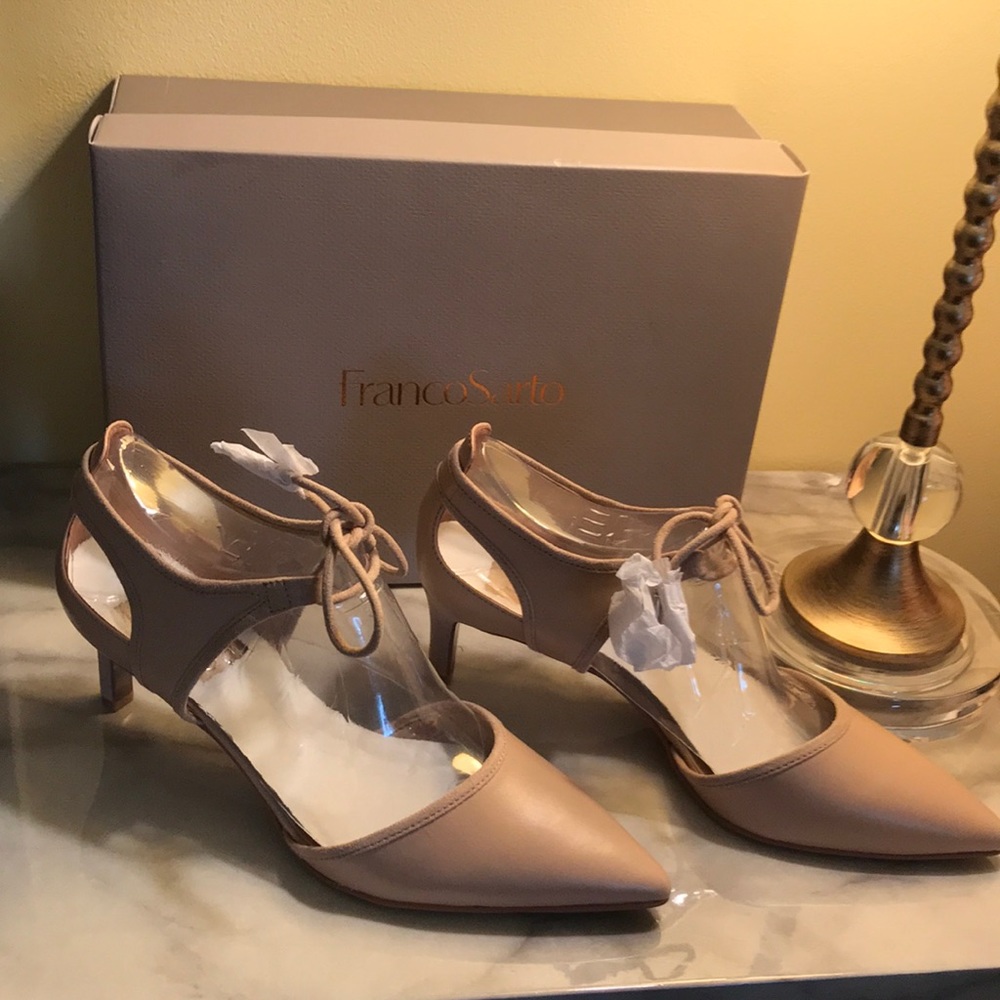 Nude color Leather Heels. Never worn!!!